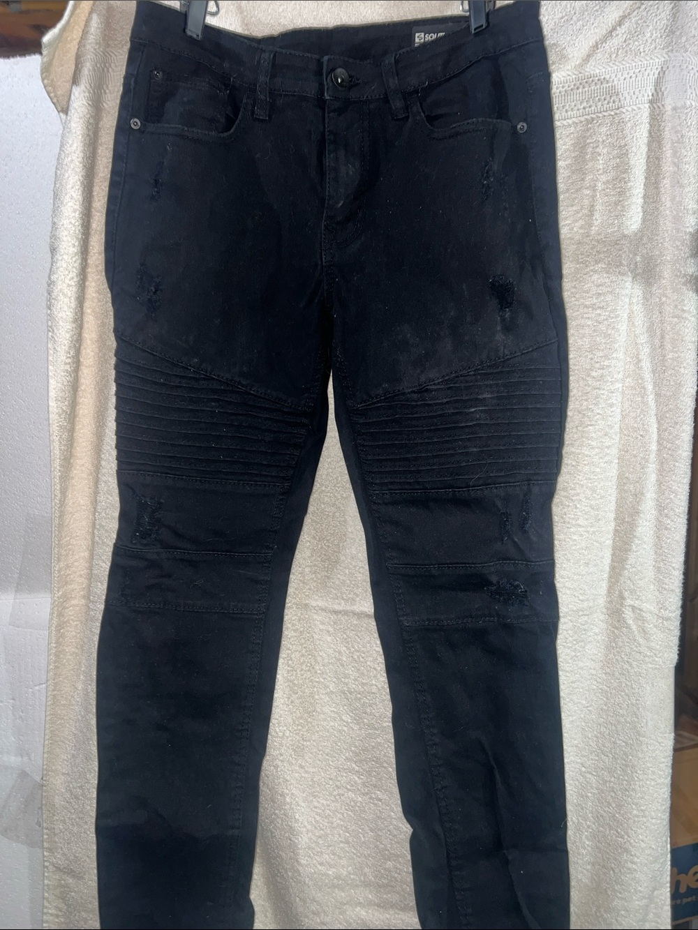 South Pole Black Skinny Moto Jeans